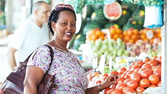 woman buying vegetables